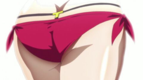 10s animated anime_screencap ass ass_cleavage ass_crack ass_focus bikini breasts butt_crack cleavage feet female gluteal_fold gyaru hajimete_no_gal huge_breasts pov solo swimsuit teenage_female teenager toes whale_tail_(clothing) yame_yukana