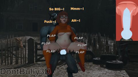 1boy 1girls 3d anthro ass blender blender_(artwork) blender_(software) canine canine_genitalia canine_penis chubby chubby_female dialogue dont_bully_(artist) female fucked_senseless fucked_silly glasses glowing_eyes glowing_genitalia glowing_penis impregnation_risk male penis pussy scooby-doo stand_and_carry_position standing standing_sex sweater text thick_ass thick_thighs vaginal_penetration vaginal_sex velma_dinkley werewolf womb womb_penetration x-ray
