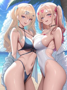 2girls ai_generated beach best_friends best_girl big_ass big_breasts big_butt big_thighs blonde_female cndxbt crossover day daytime gyaru imminent_sex kedarui_aashii keikenzumi_na_kimi_to keiken_zero_na_ore_ga otsukiai_suru_hanashi kimi_no_koto_ga_dai_dai_dai_dai_daisuki_na_100-nin_no_kanojo lesbian_conversion lesbian_couple lesbian_focus must_be_gangraped pin-up pin-up_pose shirakawa_runa sisters slut sluts slutty slutty_body slutty_costume slutty_dress slutty_face slutty_female slutty_outfit slutty_pose yuri