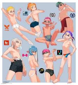 8boys almost_naked almost_nude blue_background blue_hair boxer_briefs boxer_only boxers boxers_(clothing) boy boys briefs briefs_only condom_packet condom_wrapper condoms dangisjust gay glasses glasses_on_face green_hair holding_condom inkling inkling_boy jockstrap jockstrap_only light-skinned_male light_blue_background light_skin loincloth loincloth_only long_hair male male_focus male_only mask_(marking) mollusk mollusk_humanoid octoling octoling_boy octopus one_eye_closed orange_hair peace_sign pink_hair pointy_ears ponytail pseudo_hair purple_hair round_ears short_hair simple_background skinny skinny_male slim slim_body slim_male socks splatoon splatoon_(series) splatoon_2 splatoon_3 squid tentacle tentacle_hair thick_eyebrows tied_hair twink underwear underwear_only v white_hair yellow_hair