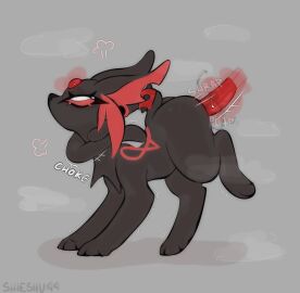 asphyxiation black_body bracelet dildo ear_piercing eeveelution espeon eye_roll fan_character female feral game_freak generation_2_pokemon grey_background hi_res jewelry magic masturbation nintendo penetrable_sex_toy piercing pokemon pokemon_(species) psychic psychic_powers red_dildo sex_toy shieshuqqq simple_background solo spiked_bracelet spikes