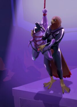 3_toes absurd_res accipitrid accipitriform anthro audience avian avian_feet avian_hands balls beak behind_another being_watched bird blue_eyes bondage bound brown_body chastity_cage chastity_cage_only chastity_device chastity_device_only claws clothing crazydonkey crotchless_clothing crowd_scene duo eagle faceless_character feathered_tail feathers feet frogtied front_view genitals glistening glistening_clothing group hand_on_chest hand_on_hip hands_above_head harness head_back headgear headwear hi_res hood horn horn_jewelry horn_ring humiliation jewelry kobold latex latex_clothing latex_headwear latex_hood latex_suit leather leather_harness legs_tied looking_at_another male male/male nightclub nude on_display on_stage pink_chastity_cage public public_exposure public_humiliation public_nudity purple_lighting restrained_legs restraints ring_(jewelry) rope rope_bondage rope_harness scalie shadow size_difference spotlight_beam stage suspension suspension_bondage tail tail_restraint toe_claws toes wrists_tied yellow_beak yellow_feet yellow_hands