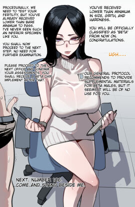 black_hair glasses humiliation male measurements partial_male penis purple_eyes ratatatat74 ruler small_penis small_penis_humiliation