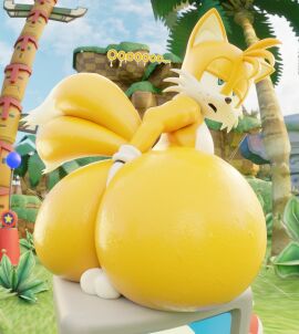 1boy 3d 3d_(artwork) aidenz anthro ass balls big_ass bubble_butt butt_digging digging_up_in_they_ass fat_ass fox furry furry_only green_hill_zone huge_ass large_ass looking_pleasured male male_only massive_ass nude nude_male outdoors sdiybt sitting sitting_on_object solo sonic_(series) sonic_the_hedgehog_(series) tail tails tails_the_fox thick_ass uncle_aiden