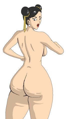 asian ass big_ass black_hair bleci chun-li completely_nude_female lipstick nude_female street_fighter thick_thighs