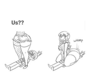 1boy 1girls ass bailey_(matsu-sensei) big_ass big_breasts bottom_heavy breasts cropped_torso cutoffs edit english_text facesitting fat_ass fat_butt female full_body fully_clothed hips_wider_than_shoulders larger_female larger_female_smaller_male line_art male matsu-sensei medium_breasts question sitting_on_face smile stockings straight thick_thighs thighhighs third-party_edit |_|