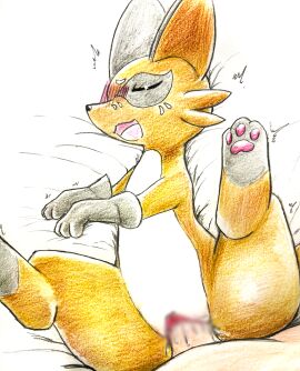 2024 absurd_res blush blush_lines bodily_fluids censored cheek_tuft closed_eyes duo eiroru erection facial_markings facial_tuft female feral first_person_view generation_8_pokemon genital_fluids genitals graphite_(artwork) head_markings hi_res human leg_markings lying male male/female mammal markings multicolored_body nickit nintendo on_back open_mouth pawpads paws penetration penis pokemon pokemon_(species) pussy quadruped shiny_pokemon smile socks_(marking) spread_legs spreading traditional_media_(artwork) tuft vaginal_fluids vaginal_penetration