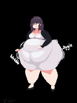 animated ass_expansion belly_expansion breast_expansion indulgences pixel_art sophia_(indulgences) tight_clothing