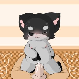 1:1 anthro anus bed black_body black_fur blush bodily_fluids breasts cervix claws clitoris dildo dildo_in_pussy dildo_insertion dildo_sitting domestic_cat duo ejaculation facial_tuft felid feline felis female female_anthro female_penetrated feral fur furniture genital_fluids genitals grey_body grey_fur happy happy_sex inner_ear_fluff male male/female mammal masturbation multicolored_body multicolored_fur nipples nude one_eye_closed open_mouth orgasm pawpads paws penetration pillow pink_anus pink_pawpads pussy sex sex_toy sex_toy_in_pussy sex_toy_insertion sitting solo spread_legs spreading tail tears tongue toying_self tuft urethra uterus vaginal_fluids vaginal_masturbation vaginal_penetration wariza white_body white_fur xinpero