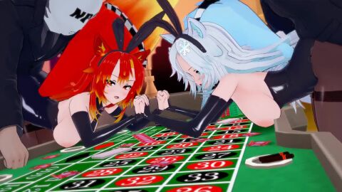 2boys 2girls animated bunnysuit cum_inside foursome fox_girl indie_virtual_youtuber koikatsu no_sound public_sex red_hair sin_sack smugalana tagme video virtual_youtuber white_hair