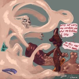 1:1 anthro balls balls_stretcher big_balls big_penis bodily_fluids bone bone_disposal churn clothing cock_vore cum cum_disposal cumshot death dexter_(littlerager) dialogue disposal ejaculation english_text excessive_cum excessive_genital_fluids fatal_vore flooding freckles genital_fluids genitals hi_res huge_balls huge_cock humiliation hyper hyper_balls hyper_genitalia hyper_penis jewelry lagomorph leporid littlerager male male_only mammal penile penis rabbit ring saggy_balls skull skull_head solo struggling struggling_prey text underwear vore