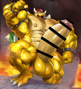 balls bodybuilder bowser censored furry hyper hyper_balls hyper_cock hyper_genitalia hyper_penis hyper_testicles kurogonart male male_only muscles muscular muscular_arms muscular_male muscular_thighs penis super_mario_bros. testicles