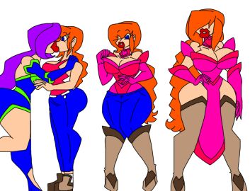 ass ass_expansion big_breasts bimbo bimbofication blue_skin brainwashing breast_expansion breast_growth breast_growth_(enlargement) breasts corruption da-fuze enemy_conversion female hair_growth identity_death large_ass large_breasts lip_expansion no_eyes smoochbo thick_lips thick_thighs transformation transformation_sequence wide_hips