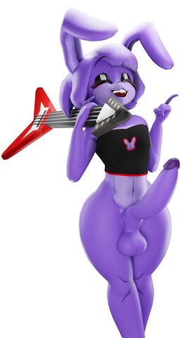 3d_(artwork) absurd_res animatronic anthro balls big_balls big_penis bonfie_(cryptiacurves) bonnie_(fnaf) bottomless buckteeth closed_eyes clothed clothing digital_media_(artwork) electric_guitar erection femboy five_nights_at_freddy's fredina's_nightclub genitals guitar hi_res huge_balls huge_cock huge_filesize humanoid_genitalia humanoid_penis jordevoir_(artist) lagomorph leporid machine male mammal musical_instrument open_mouth penis plucked_string_instrument rabbit robot scottgames smile solo string_instrument teeth thick_thighs wide_hips