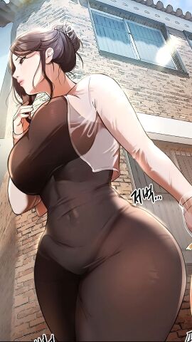 abdomen ass beautiful_days breasts female fit_female hourglass_figure huge_ass huge_breasts milf muscular muscular_female office_lady suggestive tight_clothing