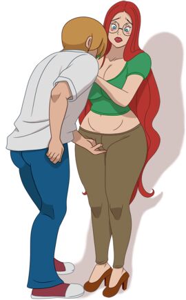 anna_(discreenvision) ass big_ass big_breasts breasts discreenvision female glasses high_heels inusen milf red_hair tagme the_secret_of_the_house