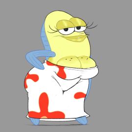 bbs big_breasts breasts busty female fish incidental_47 solo_anthro solo_female spongebob_squarepants yellow_scales