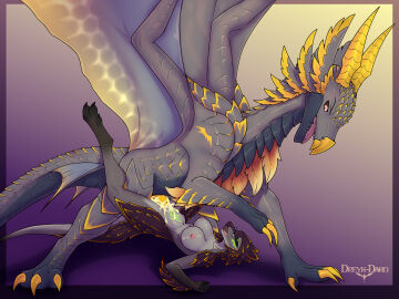 absurd_res anthro anthro_on_feral anthro_penetrated big_breasts bodily_fluids breasts claws cum cum_in_vagina cum_inside cumshot dinosaur dragon dreyk-daro duo ejaculation european_mythology eyewear eyewear_only feathered_dinosaur feathered_scalie feathers female female_anthro female_penetrated feral feral_penetrating feral_penetrating_anthro genital_fluids genitals glasses glasses_only grey_body grey_scales hi_res horn male male/female male_feral male_penetrating male_penetrating_female membrane_(anatomy) membranous_wings mythological_creature mythological_scalie mythology nude penetration penile penile_penetration penis penis_in_vagina prehistoric_species reptile round_glasses scales scalie sex toe_claws vaginal_penetration wearing_glasses western_dragon wings yellow_horn yellow_penis zoophilia