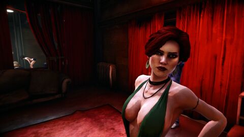breasts cross_necklace digital_extremes_(2k_games) earrings green_eyes hooker necklace prostitution red_hair the_darkness_2_(2007) venus_(the_darkness_2) video_games