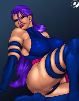 1girls armlet ass athletic athletic_female big_breasts blindanubis boots breasts bubble_ass bubble_butt busty elbow_gloves erect_nipples eyeshadow female female_focus female_only hourglass_figure knee_boots kunoichi large_breasts leotard lipstick long_hair makeup marvel marvel_comics mascara ninja nipples pinup pinup_pose psylocke_(kwannon) purple_eyes purple_hair sitting tagme thighlet wide_hips x-men