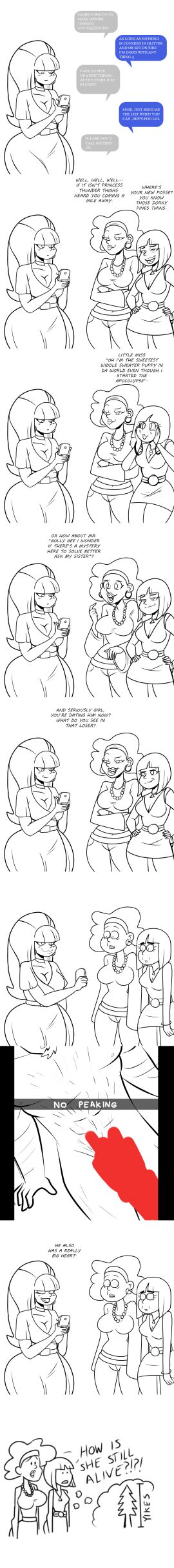 1boy 3girls aged_up ass bangs belt big_ass big_breasts black_and_white blonde-haired_female blonde_female blonde_hair breasts comic couple_love curvaceous curvy curvy_body curvy_female curvy_figure curvy_hips disney english english_text female female_only frostbiteboi funny gravity_falls huge_breasts huge_cock long-haired_female long_comic long_hair male meme monochrome monochrome_background multiple_females multiple_girls older_female pacifica_northwest penis showing_off smaller_female thicc-verse thick thick_ass thick_legs thick_thighs thunder_thighs tight_clothes tight_clothing waist_belt wholesome