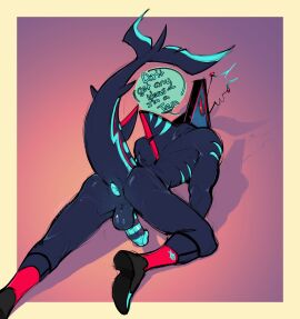 1boy anus anus_focus ass ass_focus backsack bileshroom deep_penetration gay hazbin_hotel penis presenting_anus presenting_ass presenting_hindquarters presenting_penis shark shark_tail submission vox_(hazbin_hotel)