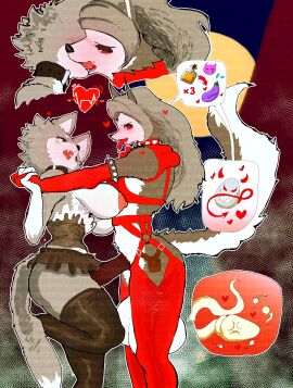 absurd_res anthro aroused ass balls big_balls blush bodily_fluids breasts canid canid_demon canine canis chim_(kimcuongnguyen) chim_chim_cheree_(kimcuongnguyen) clothed clothing collar demon digital_media_(artwork) duo erection female footwear forced_sex fox fur genital_fluids genitals green_eyes grey_body hair hallway heart_symbol hellhound helluva_boss hi_res huge_balls hyper hyper_balls hyper_genitalia imminent_rape imminent_sex kimcuongnguyen kiss_on_lips kissing legwear loona_(helluva_boss) male mammal mythological_canine mythological_creature mythology nipples nude penis sex socks sperm_cell tail teasing thick_thighs tongue white_body white_fur wolf