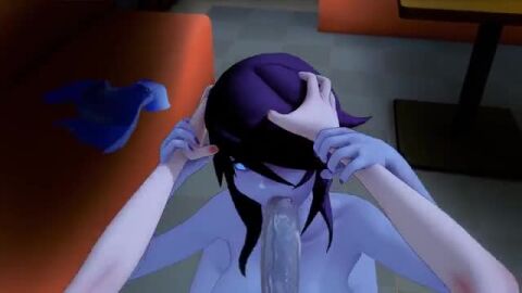 1boy 1girls animated big_penis blowjob dark_room deepthroat eye_contact female fringe genshin_impact headdress kneeling large_penis light-skinned_female long_penis maxjay mihoyo nude nun oral pale-skinned_female petite pov purple_hair red_eyes red_hair rosaria_(genshin_impact) short_hair slim tagme throat_fuck two-tone_hair video