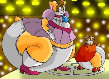 2girls anthro ass belly brown_hair bunny closed_eyes cream_the_rabbit dress fat female female_focus female_only furry gloves heels hips hyper hyper_ass hyper_pear lagomorph lagomorph_humanoid milf monobutt mother_and_daughter obese obese_female overweight overweight_female panties pear_shaped rabbit sega skirt sonic_(series) sonic_the_hedgehog_(series) stomach sumo sumo_ring thick_thighs thighs underwear vanilla_the_rabbit virus-20 weight_gain wide_hips