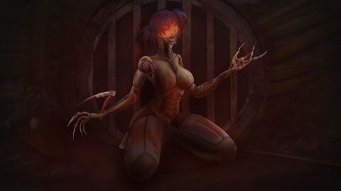 1girls 3d blade crossover cyberpunk_2077 everlasting_summer female kef34 lena_(everlasting_summer) robot robot_girl