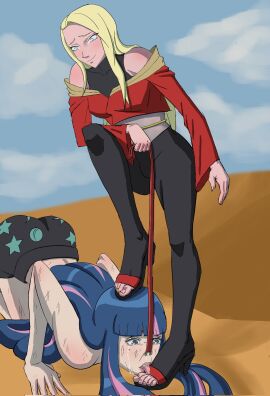 2girls ada_(boruto) ass bare_shoulders big_ass black_legwear blonde_female blonde_hair blue_and_pink_hair blue_eyes blue_hair boruto:_naruto_next_generations boruto:_two_blue_vortex bruised bruises clothed crying cyborg defeated dominant dominant_female domination dominatrix female female_only femdom femsub foot_lick foot_on_head foot_worship goddess happy_dom holding_leash humbled humiliated humiliation kara_(boruto) kneeling kneeling_on_ground leash licking_foot licking_toes long_hair multicolored_hair multiple_females multiple_girls naruto naruto_(series) nose_hook on_the_floor on_the_ground original_character pink_hair put_in_place queen queen_miko red_sweater sad_sub shoe_licking slave slave_girl stepped_on stepping_on_female stepping_on_head submissive_dom toeless_footwear toeless_legwear toes topless trample victory_pose yuri