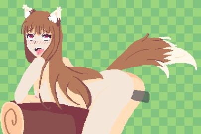 animated anime doggy_style female furry holo long_hair nekomimi pixel_animation pixel_art spice_and_wolf