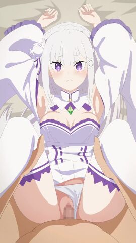 1boy 1girls 9:16 animated big_breasts breasts censored cum_in_pussy elf elf_ears elf_female elf_girl emilia_(re:zero) fat_male female flower_in_hair flower_ornament gureuto hair_ornament half-elf laying_down laying_on_back laying_on_bed light-skinned_female light-skinned_male light_skin long_hair looking_at_viewer male medium_breasts missionary_position obese_male overweight_male panties_aside pointy_ears pov purple_eyes pussy re:zero_kara_hajimeru_isekai_seikatsu sex silver_hair skirt_up straight tagme thighhigh_boots vaginal_sex vertical_video very_long_hair video white_hair