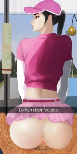1boy 1girls 2d anus asian asian_female ass big_ass big_butt birdie_(fortnite) black_hair brown_eyes caption clothed_sex eyebrows eyeliner female fortnite golf_club hairy hairy_male hat hispanic_male human interracial light-skinned_female light_skin lips makeup male male_pubic_hair midriff no_panties open_mouth pale-skinned_female pale_skin parted_lips peruvian_male pink_clothing pink_shirt pink_skirt plants_vs_zombies ponytail pov pubic_hair pussy rich_female sitting_on_lap skirt snapchat spanish_text straight tied_hair vagina white_body white_skin