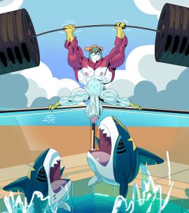 abs avian balls beach biceps big_balls big_muscles big_penis cock dick generation_3_pokemon generation_6_pokemon hawlucha male male_focus masculine masculine_male muscles muscular muscular_male nipples pecs penis pokemon pokemon_(species) pokémon_(species) pool sharpedo sweat sweatdrop vaniwall vein veins veiny_penis weightlifting