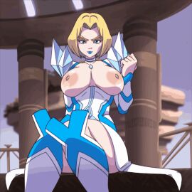 2d animated bare_legs bare_thighs blonde_female blonde_hair blue_lipstick blue_nails bob_cut caucasian caucasian_female emma_frost emma_frost_(marvel_rivals) female marvel marvel_comics marvel_rivals pink_nipples twistedgrim x-men