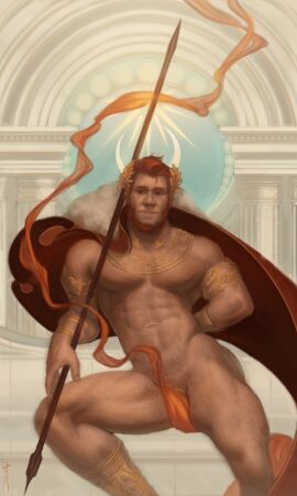 balls bara beard bulge facial_hair fate_(series) flaccid iskandar_(fate) male male_only muscles muscular penis solo solo_male suboptimaldump yaoi