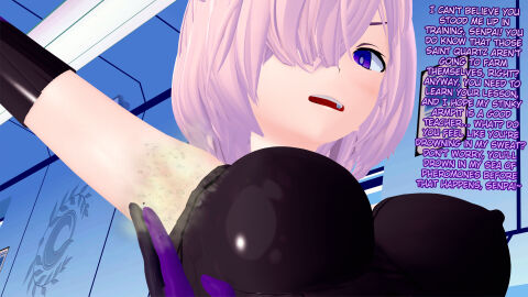 1boy 1girls 3d 3d_(artwork) armpit armpit_licking big_breasts black-haired_male black_hair breasts extreme_size_difference fate/grand_order fate_(series) female fujimaru_ritsuka_(male) geagts large_breasts light-skinned_female light-skinned_male light_skin male mash_kyrielight mashu pink-haired_female pink_hair shielder_(fate) shielder_(fate/grand_order) size_difference smell smell_fetish