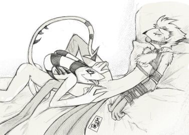 1cuntboy 2023 2boys 2d ass ball_gag balls ballsack blitzo_(helluva_boss) bondage cuntboy erect_penis erection fur gay genitals helluva_boss horns imp intersex laying_down male male_with_cuntboy monochrome oral_sex owl owl_demon penis pillow pussy sex_toy sheet_grab sheets stolas_(helluva_boss) tail twiggietime vaginal_penetration vivienne_medrano watermark