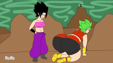1futa 1girls 2d 2d_animation artisgreat caulifla dragon_ball female futanari incest kale sister sisters standing tagme twerking video