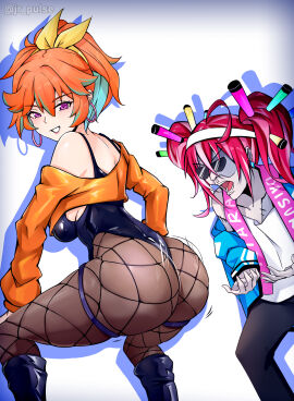 2girls ass ass_awe big_ass bouncing_ass breasts bubble_ass bubble_butt clothing fat_ass female female_only hololive hololive_english hololive_indonesia hololive_indonesia_area_15 hololive_indonesia_holoro hololive_myth huge_ass jrpuls3 kureiji_ollie large_ass looking_at_ass motion_lines multicolored_hair takanashi_kiara thick_ass thick_thighs twerking virtual_youtuber wide_hips zombie zombie_girl