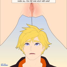 1boy 1girls 2025 blonde_hair blue_eyes dominant_female female femdom horny horny_female ibanews1 imminent_sex jaune_arc male pussy pussy_focus pussy_juice pussy_juice_drip pyrrha_nikos rwby tagme vanilla wet_pussy