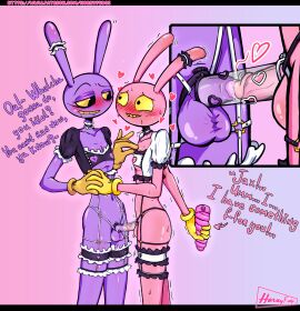 2d 2d_(artwork) 2d_artwork 2femboys anthro anthro_only artist_logo bunny bunny_boy chastity chastity_cage chastity_device color femboy feminization glitch_productions glove gloved_hands gloves hornyfudge jax jax_(tadc) jax_(the_amazing_digital_circus) male male_only pink_body pink_skin purple_body purple_skin smiling tadc teeth teeth_showing teeth_visible the_amazing_digital_circus watermark yellow_eyes yellow_sclera yellow_teeth