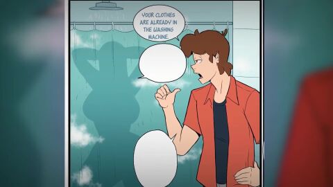 aged_up banjabu blonde_hair brown_eyes brown_hair censor_bar censored comic_dub dipper_pines gravity_falls green_eyes humor pacifica_northwest shower tagme video voice_acted