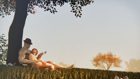 1boy 1girls 3d ada_wong against_tree asian_female color cuddling cum fedora female field flower golden_hour grey_body hat_only human male monster mr_x nude nude_female nude_male outdoors post-orgasm resident_evil resident_evil_2 resident_evil_2_remake romantic sunrise vulint