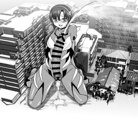 behind_moon censored cum cum_everywhere cumming erection futa_sans_balls futanari giantess huge_cock intersex long_penis macro mari_illustrious_makinami neon_genesis_evangelion penis plugsuit pussy