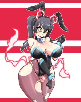1girls big_breasts breasts bunny_ears bunny_girl bunny_tail bunnysuit busty cleavage enen_no_shouboutai female fire_force high_heels huge_breasts kotatsu_tamaki light-skinned_female light_skin miyako_noh pantyhose pouting shadow teal_hair teenager thick_thighs wide_hips