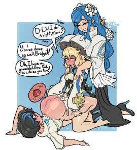 1boy 2d 2girls ahe_gao assisted_sex big_breasts big_penis blonde_hair blue_hair blush blushing_profusely breast_rest breasts breasts_on_head bridget closed_eyes closed_eyes_smile color crossdresser crossdressing crossdressing_male cum cum_in_pussy cum_inflated_belly cum_inflation cum_inside cum_overflow cumflated_belly cumflation cute daughter daughter_penetrated dialogue dizzy_(guilty_gear) english english_dialogue english_text excessive_cum eyes_rolling_back family family_bonding female femboy gcfmug grabbing_from_behind grabbing_thighs guilty_gear guilty_gear_strive hand_on_face happy happy_female highlights hung impregnation inflation jacket jacket_open large_breasts large_penis light-skinned_female long-haired_female long_hair looking_pleasured lying lying_on_back male missionary_position mother mother_and_daughter penetration penis penis_in_pussy pussy queen_dizzy red_eyes red_face sex simple_background small_breasts smile speech_bubble stomach_bulge supportive supportive_mother text text_bubble thick_thighs tongue tongue_out topwear topwear_only trans_woman transfem transgender trap twink unika_(guilty_gear) vaginal_penetration vaginal_sex voyeur watching