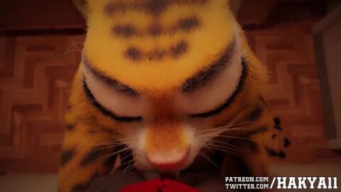 big_breasts blowjob eye_closed furry_male gia_the_jaguar spotted_fur yellow_fur