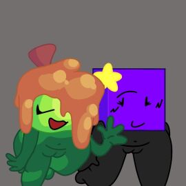 animate_inanimate apple ass big_ass big_butt black_eyes bubble_ass bubble_butt candy_apple caramel_apple_(qwiuo) cube cubey_(objecthewhen2) female female_focus female_only food food_creature object_show object_shows objecthewhen2 open_mouth pseudo_hair pussy square_body star_hair_ornament talking thick_ass thick_thighs vagina walking